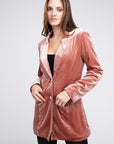 BiBi Shiny Velvet Peak Lapel Single Blazer