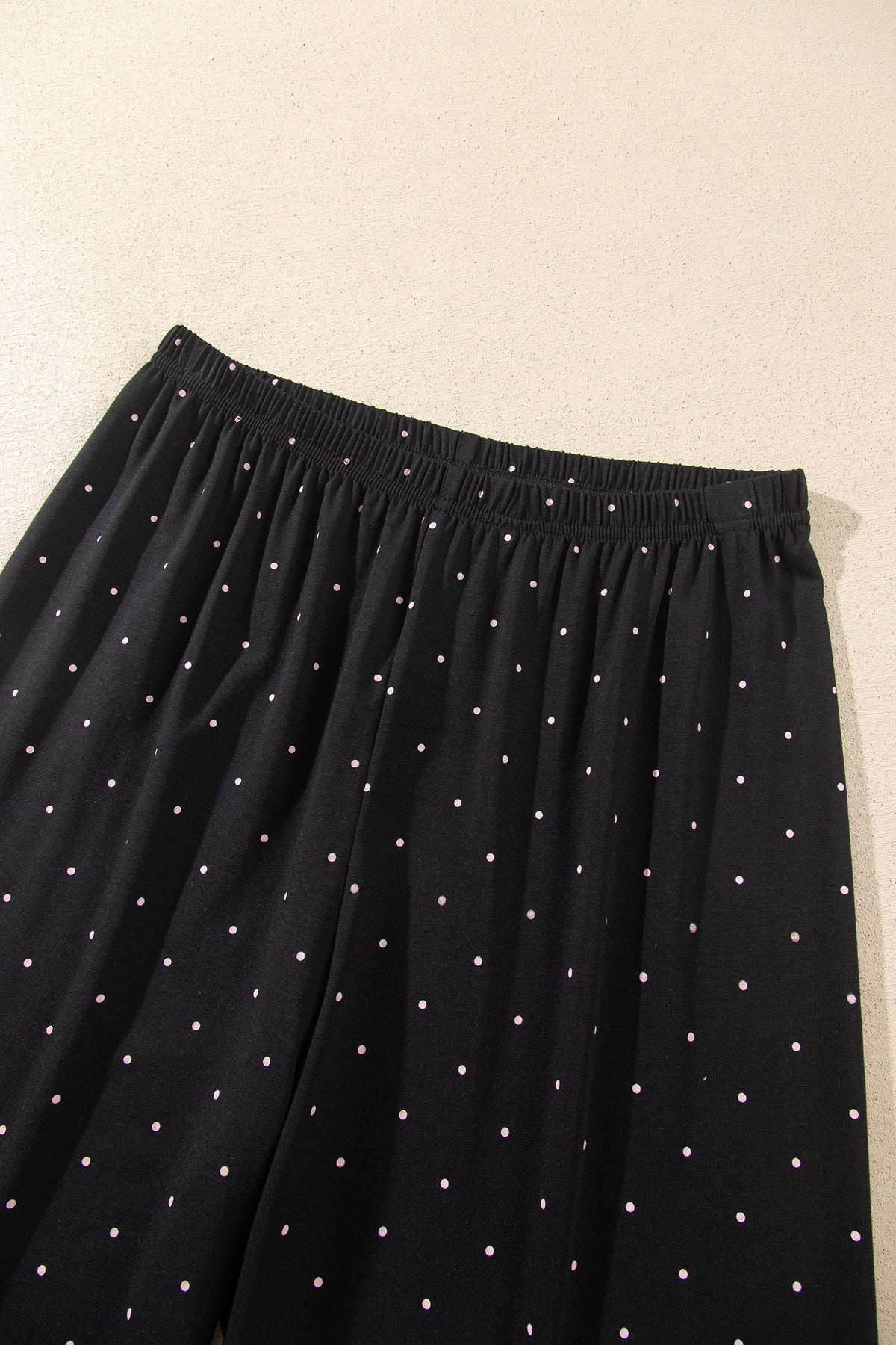 Black Polka Dot Button-Front Pajama Set