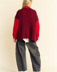 Davi & Dani Cable-Knit Color Block Open Front Cardigan