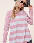 e Luna Dot Stripe Mixed Sweatshirt