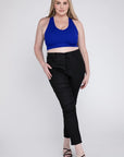 ZENANA Plus Ribbed Cropped Racerback Tank Top