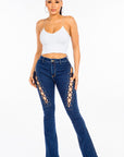 American Bazi High Rise Lace Up Jeans