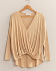 HYFVE Draped Drop Shoulder Long Sleeve Top