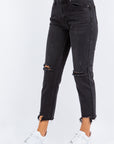 American Bazi High Waist Distressed Cropped Straight Jeans