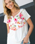 e Luna Floral Short Sleeve Hoodie Top