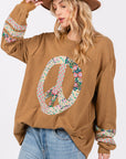 SAGE + FIG Peace Applique Patch Long Sleeve Top