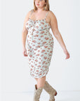 Blue Leopard Plus Size Ruched Floral Square Neck Cami Dress