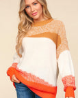 Haptics Color Block Long Sleeve Sweater