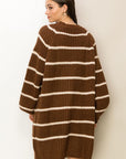 HYFVE Made for Style Oversized Striped Sweater Cardigan