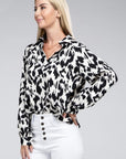 Allover Print Collared Shirt