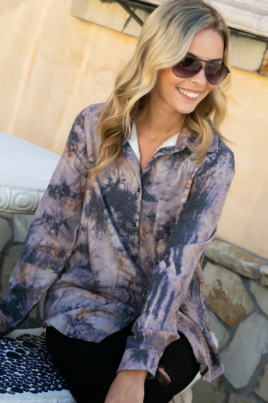 e Luna Plus Tie Dye Button Down Shirts