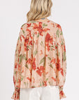 Mittoshop Floral Round Neck Flounce Sleeve Blouse