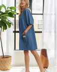 ADORA V-Neck Half Sleeve Mini Denim Dress