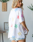 HOPELY Full Size Multi Colored Star Print T-Shirt