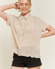 Jade By Jane Textured Button Down Shirt PLUS