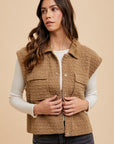 Annie Wear Puzzle Quilted Snap Down Vest Coat