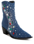 Starlit Multi Color Stones Embellished Boots