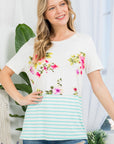 e Luna Floral Striped Mixed Top