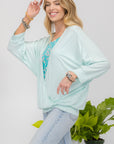 Celeste Full Size Floral Round Neck Top with Two Layer Detail