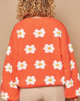 POL Daisy Pattern Drop Shoulder Sweater