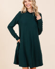 Mittoshop Mock Neck Long Sleeve Dress with Pockets