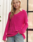 ADORA V-Neck Drop Shoulder Long Sleeve Sweater