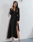 Women's V Neck Long Sleeve Maxi Dress