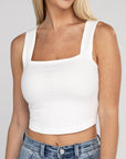 Zenana Cotton Square Neck Cropped Cami Top