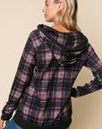 e Luna Plaid Mixed Hoodie Sweatshirt