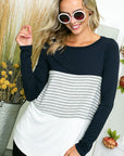 e Luna PLUS Solid Striped Colorblock Top