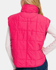 Zenana Zip Up Cropped Puffer Vest with Pockets