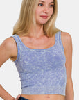 Zenana Washed Ribbed Scoop Neck Wide Strap Tank