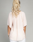 Solid Notched Neck Blouse - Online Only