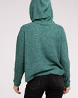 Zenana Hooded Brushed Melange Hacci Sweater