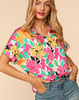 Haptics PLUS Floral Loose Fit Short Sleeve Top