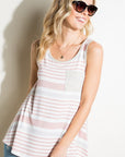 e Luna Striped Solid Mix Tank Top