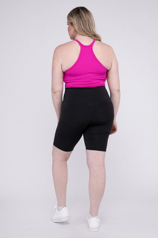 ZENANA Plus Athletic High Rise Biker Shorts