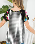 e Luna PLUS Floral Striped Mixed Top