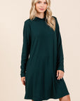 Mittoshop Mock Neck Long Sleeve Dress with Pockets