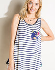 e Luna Striped Floral Mix Tank