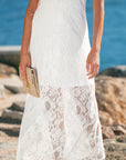 Floral Lace Tie Spaghetti Straps Maxi Dress
