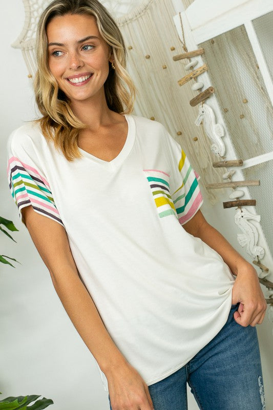 e Luna PLUS Multi Stripe Boxy Top