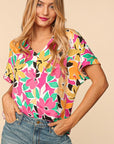 Haptics PLUS Floral Loose Fit Short Sleeve Top