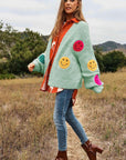 Davi & Dani The Fuzzy Smile Long Bell Sleeve Knit Cardigan