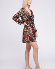 Multicolor Print V Neck Dress