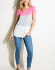 e Luna PLUS Striped Solid Color Block Top