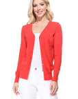 MAK Women's V-Neck Button Down Knit Cardigan Sweater