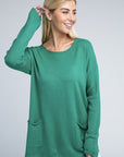 Zenana Viscose Front Pockets Sweater