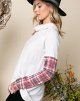 e Luna Plaid Mixed Turtleneck Top