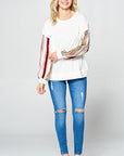 e Luna Multi Striped Solid Sweatshirt